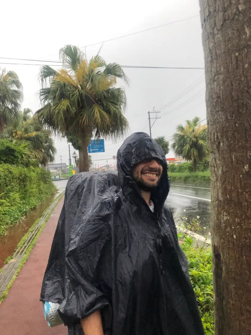 Caught in the rain on a road in Japan